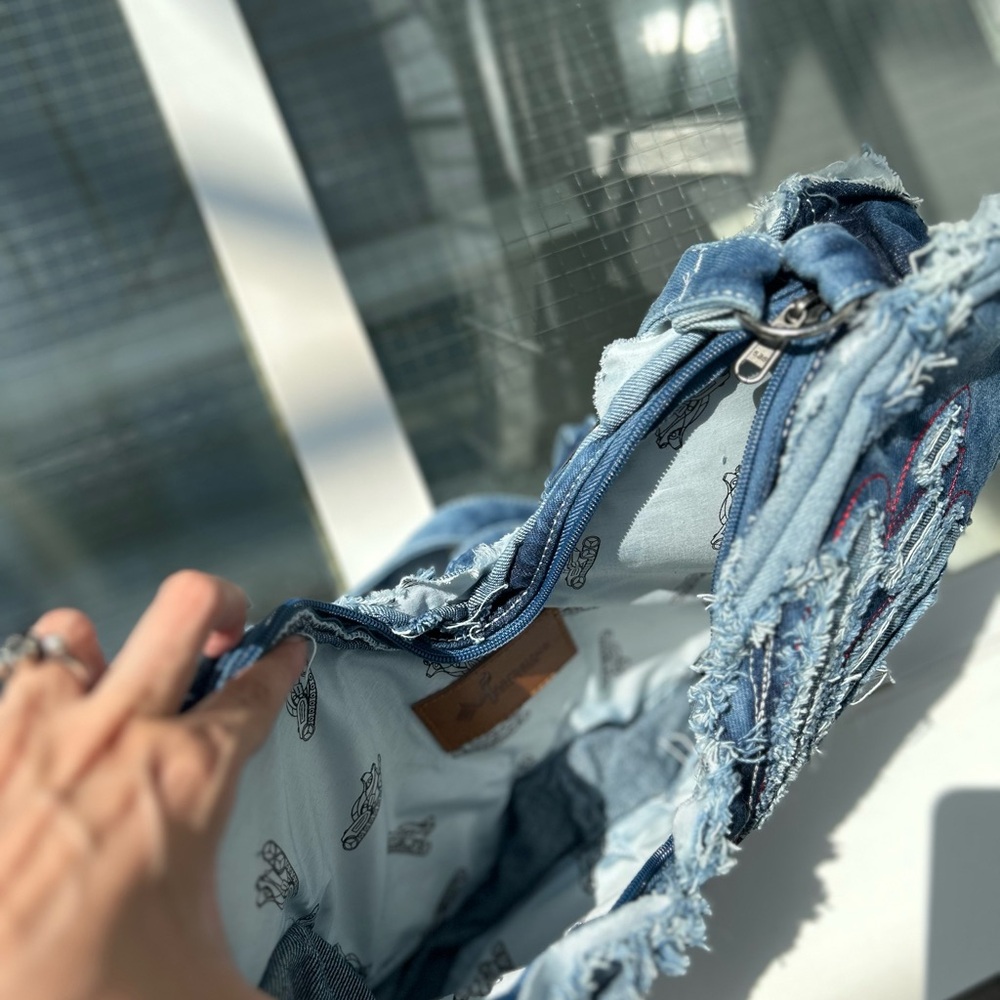 Y2K Denim Butterfly Shoulder Bag Purse Backpack - Picture 7 of 7